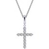 Lafonn Classic Simulated Diamond Cross Pendant Necklace In Silver/clear