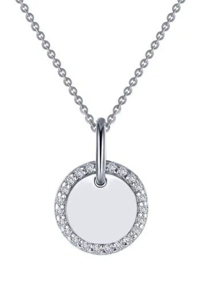 Lafonn Classic Simulated Diamond Round Disc Pendant Necklace In Metallic