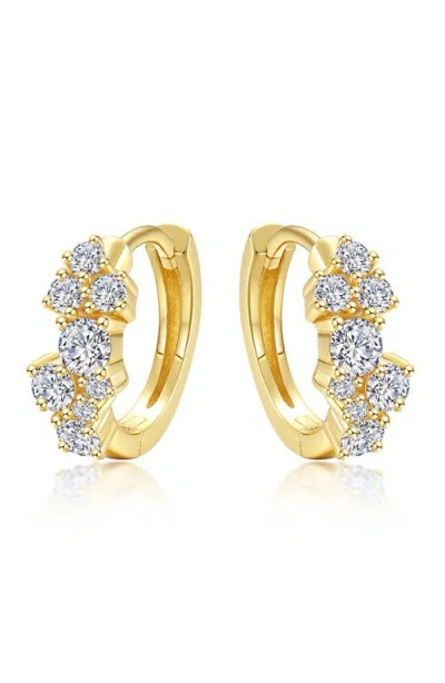 Lafonn Cluster Simulated Diamond Huggie Hoop Earrings In Gold/white