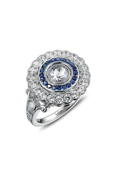 Lafonn Created Sapphire & Simulated Diamond Double Halo Ring In Metallic