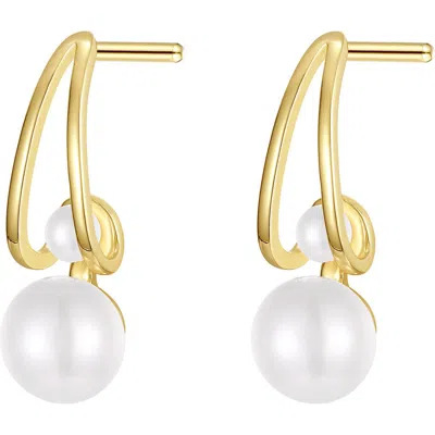 Lafonn Cultured Freshwater Pearl Drop Earrings In Gold