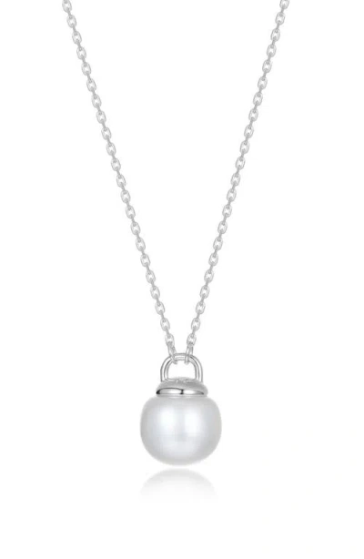 Lafonn Cultured Freshwater Pearl Pendant Necklace In White/silver