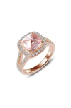 Lafonn Cushion Simulated Morganite & Simulated Diamond Ring In Gold