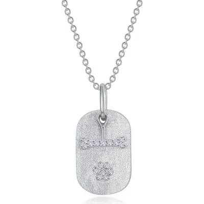 Lafonn Dog Bone & Paw Pendant Necklace In White Gold