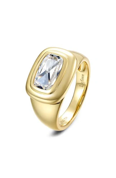 Lafonn Double Bezel Simulated Diamond Signet Ring In White/gold
