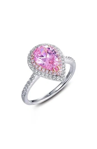 Lafonn Double Halo Pear Cut Simulated Diamond Ring In Pink