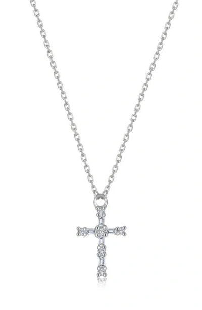 Lafonn Eden Baguette Simulated Diamond Cross Necklace In Metallic