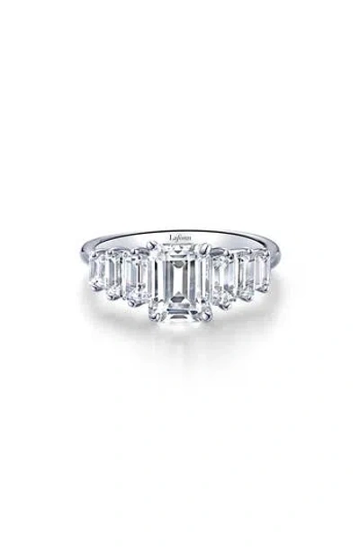 Lafonn Emerald Cut Simulated Diamond 7-stone Ring In Gray