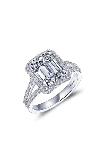 Lafonn Emerald Cut Simulated Diamond Halo Ring In Gray