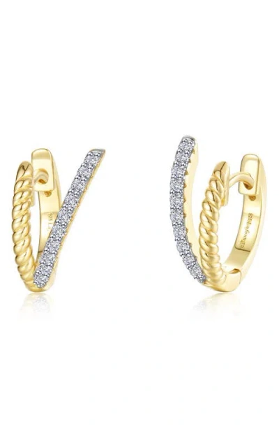 Lafonn Eternal Weave Pavé Simulated Diamond Huggie Hoop Earrings In Gold