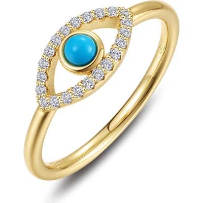 Lafonn Evil Eye Reconstituted Turquoise & Simulated Diamond Ring In Gold