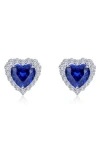 Lafonn Fancy Lab Grown Sapphire Heart Stud Earrings In Blue