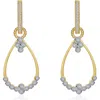 Lafonn Gold Plated Sterling Silver Open Pear Shape Simulated Diamond Dangle Earrings In White