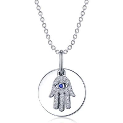 Lafonn Hamsa Lab-grown Sapphire & Simulated Diamond Pendant Necklace In Metallic