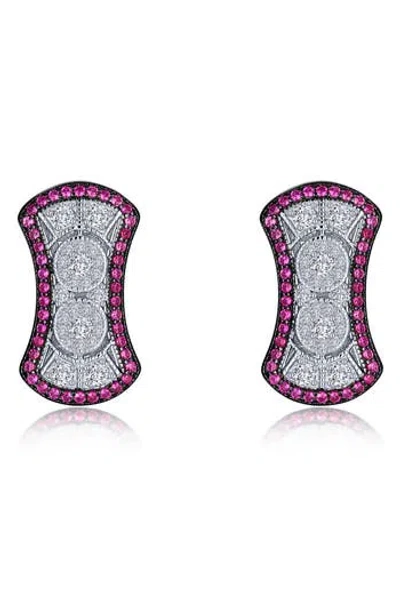Lafonn Heritage Lab-grown Ruby & Simulated Diamond Stud Earrings In Metallic