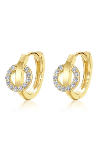 Lafonn Interlocking Simulated Diamond Huggie Hoop Earrings In Gold/ White