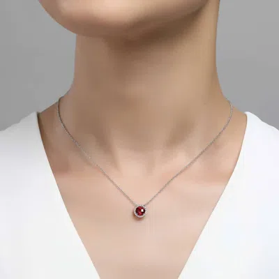 Lafonn January Birthstone Necklace In Garnet/silver In Multi