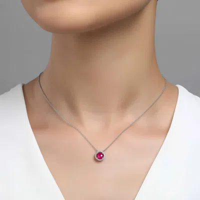 Lafonn July Birthstone Necklace In Ruby/silver In Multi