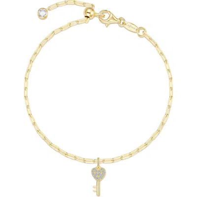 Lafonn Key To Forever Simulated Diamond Key Charm Bracelet In Gold