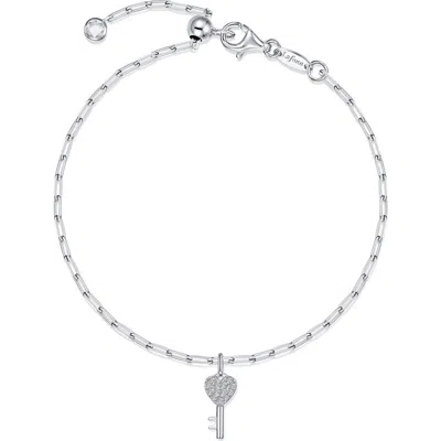 Lafonn Key To Forever Simulated Diamond Key Charm Bracelet In Silver
