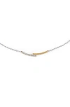 Lafonn Lab-created Diamond Pavé Bar Necklace In White Two Tone