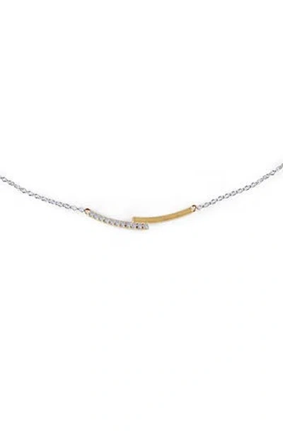 Lafonn Lab-created Diamond Pavé Bar Necklace In White Two Tone