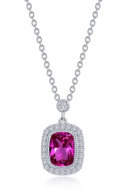 Lafonn Lab Grown Purple Sapphire & Simulated Diamond Halo Pendant Necklace In Metallic