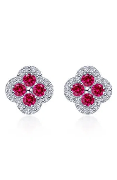 Lafonn Lab Grown Ruby & Simulated Diamond Flower Stud Earrings In Red
