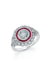 Lafonn Lab-grown Ruby & Simulated Diamond Round Heritage Ring In Neutral