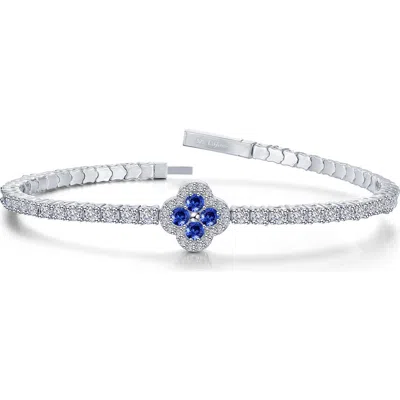 Lafonn Lab Grown Sapphire & Simulated Diamond Flexible Bangle Bracelet In Sapphire/ White