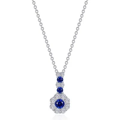Lafonn Lab Grown Sapphire & Simulated Diamond Flower Pendant Necklace In Sapphire/ White