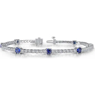 Lafonn Lab Grown Sapphire & Simulated Diamond Link Tennis Bracelet In Sapphire/ White