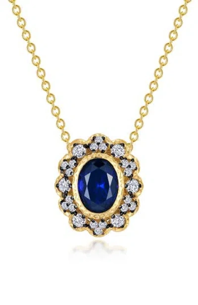 Lafonn Lab-grown Sapphire & Simulated Diamond Pendant Necklace In Gold