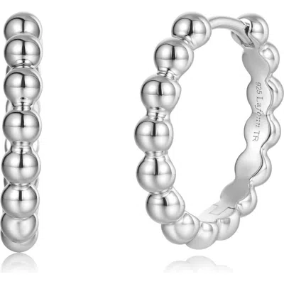 Lafonn Lumina Bead Statement Huggie Hoop Earrings In Silver