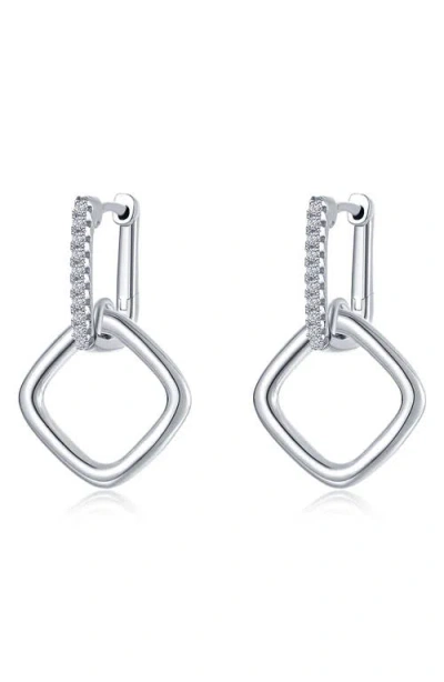 Lafonn Lumina Cube Simulated Diamond Drop Earrings In Metallic