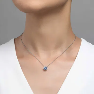 Lafonn March Birthstone Necklace In Aquamarine/silver In Multi