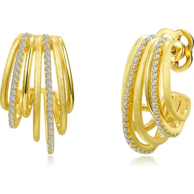 Lafonn Multi Row Cubic Zirconia Hoop Earrings In White Gold