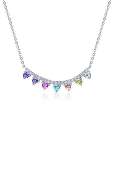 Lafonn Multicolor Lab-grown Sapphire & Simulated Diamond Pendant Necklace In Silver