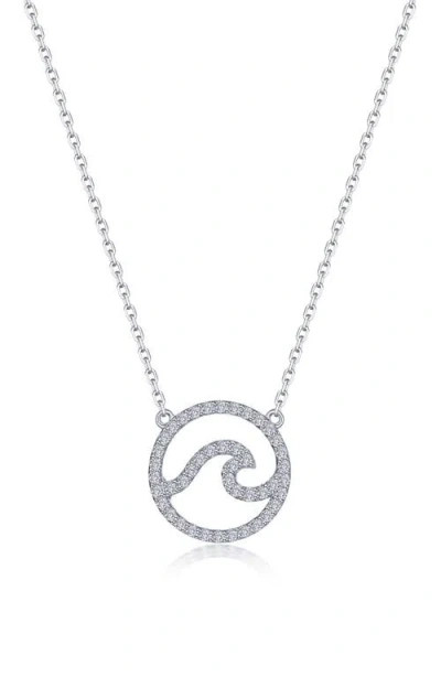 Lafonn Ocean Wave Simulated Diamond Pendant Necklace In Silver