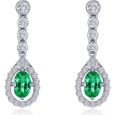 Lafonn Oval Halo Drop Earrings In Emerald