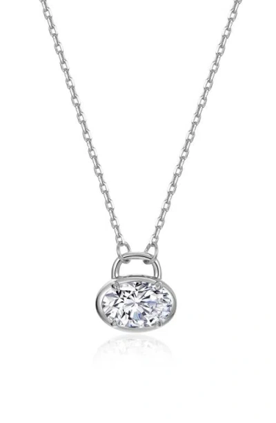 Lafonn Oval Lock Necklace In Metallic