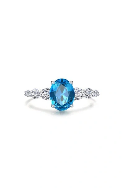 Lafonn Oval Simulated Blue Topaz & Pear Cut Simulated Diamond Ring
