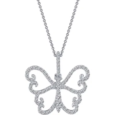 Lafonn Pavé Butterfly Pendant Necklace In White Gold