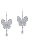 Lafonn Pavé Simulated Diamond Butterfly Drop Earrings In Metallic