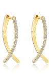 Lafonn Pavé Simulated Diamond Crossover Oval Hoop Earrings In Gold/white