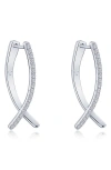 Lafonn Pavé Simulated Diamond Crossover Oval Hoop Earrings In Silver