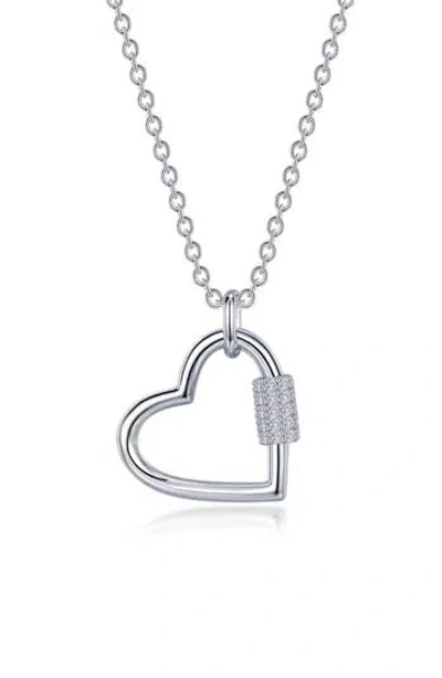 Lafonn Pavé Simulated Diamond Heart Pendant Necklace In Silver
