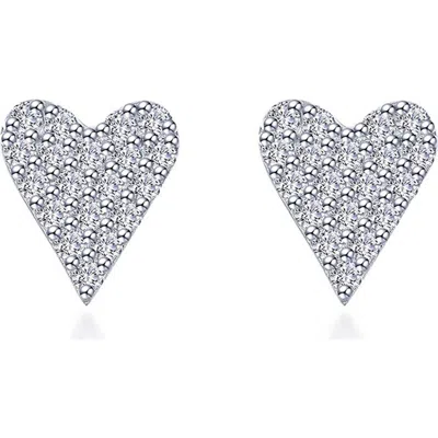 Lafonn Pavé Simulated Diamond Heart Stud Earrings In White