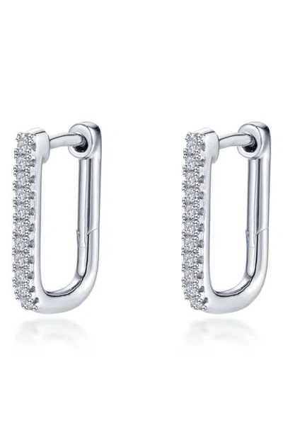 Lafonn Pavé Simulated Diamond Rectangular Hoop Earrings In Silver
