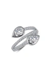 Lafonn Pear-cut Simulated Diamond Triple Band Bypass Ring In White